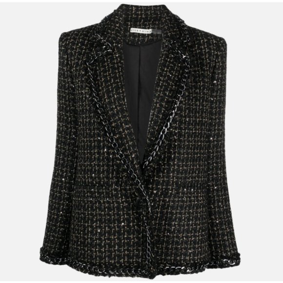 Alice + Olivia Shan Chain-Trim Tweed Jacket - Picture 6 of 16